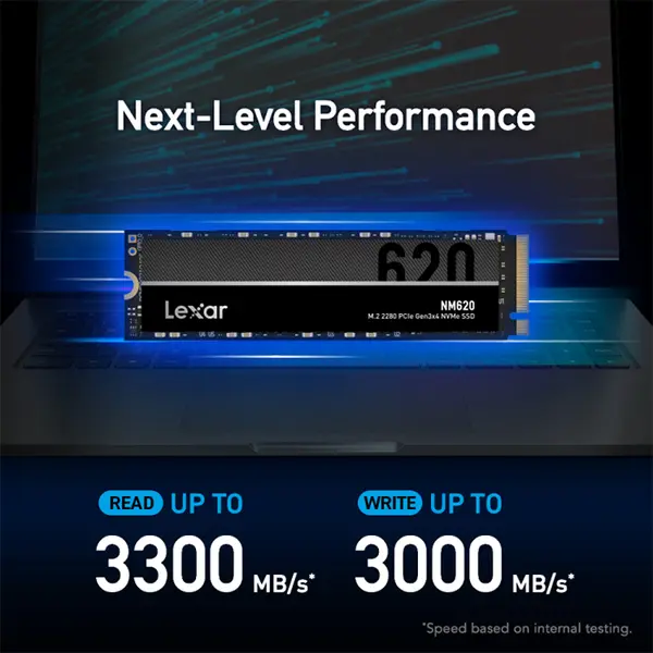 Lexar NM620 1TB NVMe M.2 Internal SSD, PCIe Gen3x4 NVMe, Up to 3500MB/s Read & 3000MB/s Write, 3D TLC NAND, HMB 3.0 + SLC Cache, M.2 2280, LNM620X001T-RNNNU