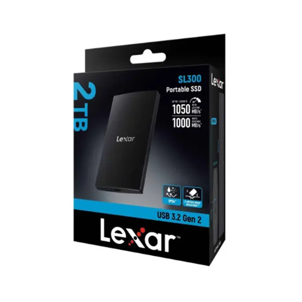 Lexar SL300 Portable SSD 2TB External Solid State Drive, Up to 1050MB/s Read Speed, USB 3.2 Gen 2 High-Speed Interface, Compact Portable Design, Reliable Storage Solution for Gaming and Professional Workflows