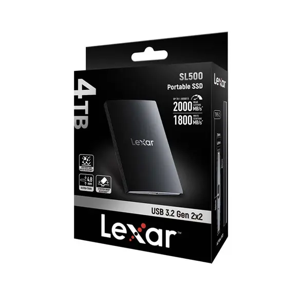 Lexar SL500 Portable SSD 4TB, External Solid State Drive, 2000MB/s, USB 3.2 Gen2x2, Compact Aluminum Design