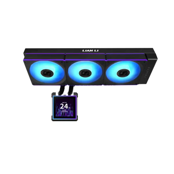 LIAN LI HydroShift II LCD-S 360 CL Wireless Black AIO Liquid CPU Cooler with 3.4-inch IPS LCD Display, UNI FAN CL Wireless, 360mm Radiator, Hidden Tube & Cable Design, L-Connect 3 Support, Intel LGA1851/LGA1700 & AMD AM5/AM4