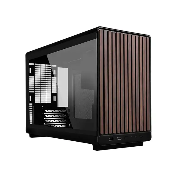 Lian Li DAN Case A3 mATX PC Case with Wood Glass Panel Black Edition, Compact Tempered Glass Chassis, Premium Wood Accent Design, Small Form Factor Gaming PC Case