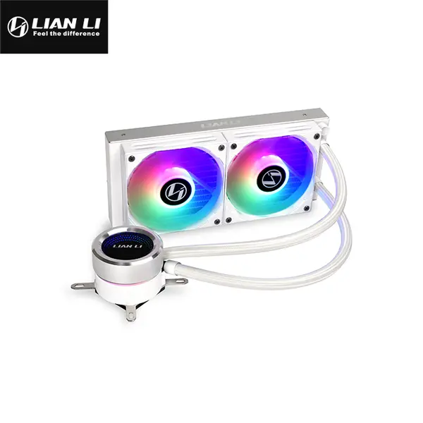 Lian Li Galahad 240SLA ARGB All-In-One CPU Liquid Cooler White Edition, 240mm Radiator Design, Dual Fan AIO Cooling System, Addressable RGB Lighting, High-Performance Liquid Cooling Solution