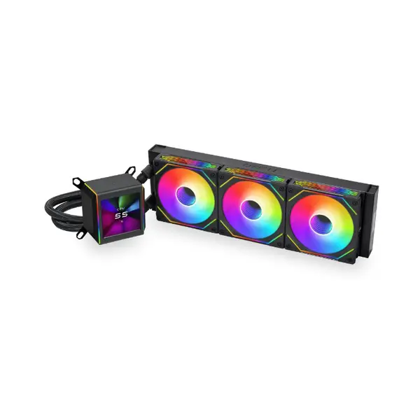 Lian Li GALAHAD II LCD 360 ARGB AIO Liquid CPU Cooler Black, 360mm Radiator, 2.88-Inch IPS LCD Display, ARGB PWM Fans, Premium High-Performance Liquid Cooling Solution