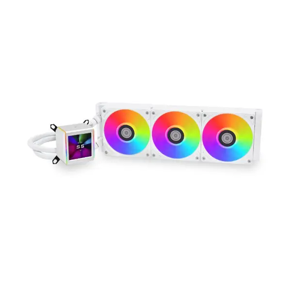 Lian Li GALAHAD II LCD 360 ARGB AIO Liquid CPU Cooler White, 360mm Radiator, 2.88-Inch IPS LCD Display, ARGB PWM Fans, Premium High-Performance Liquid Cooling Solution