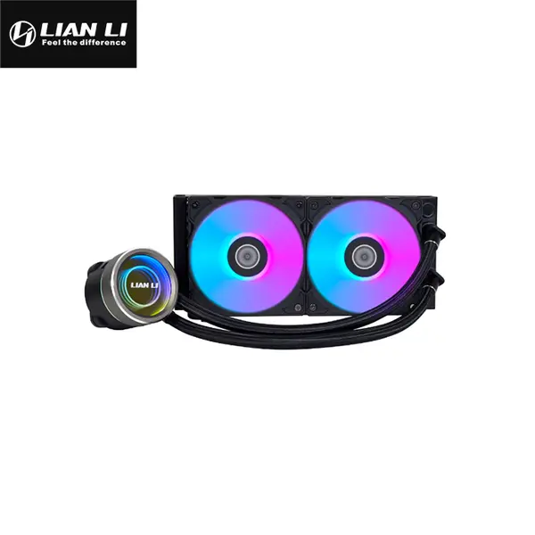 Lian Li Galahad II Trinity 240mm RGB Liquid CPU Cooler Black Edition, Dual Fan AIO Cooling System, 240mm Radiator Design, Addressable RGB Lighting, High-Performance Liquid Cooling