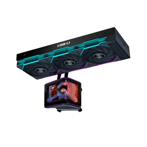 LIAN LI HydroShift II OLED Curved 360TL Black AIO Liquid CPU Cooler, 6.67-Inch 2288×1048 OLED, UNI FAN TL FLEX, 2600 RPM, 90.1 CFM, 3.97mmH₂O, 2800 RPM Turbo Pump, Model GHS2OLDC36TB
