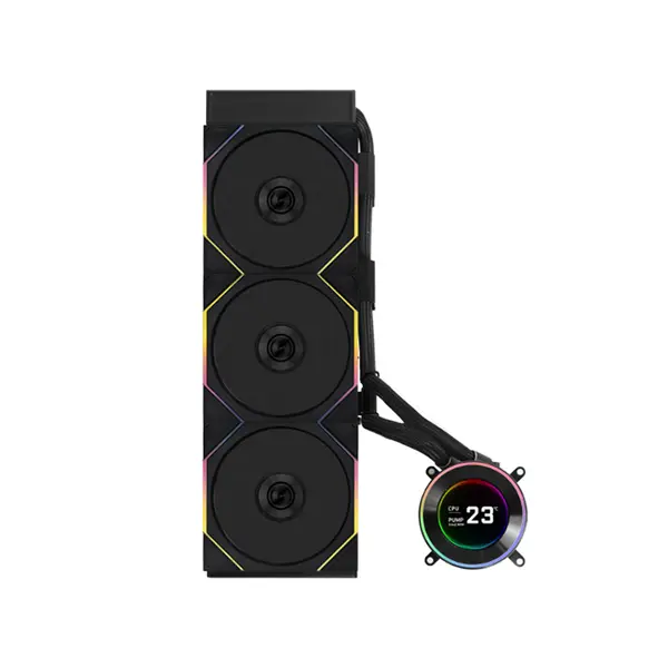 Lian Li HydroShift II LCD-C 360R ARGB AIO Liquid CPU Cooler Black, 360mm Radiator, 2.1-Inch IPS LCD Display, ARGB PWM Fans, High-Performance All-In-One Liquid Cooling Solution