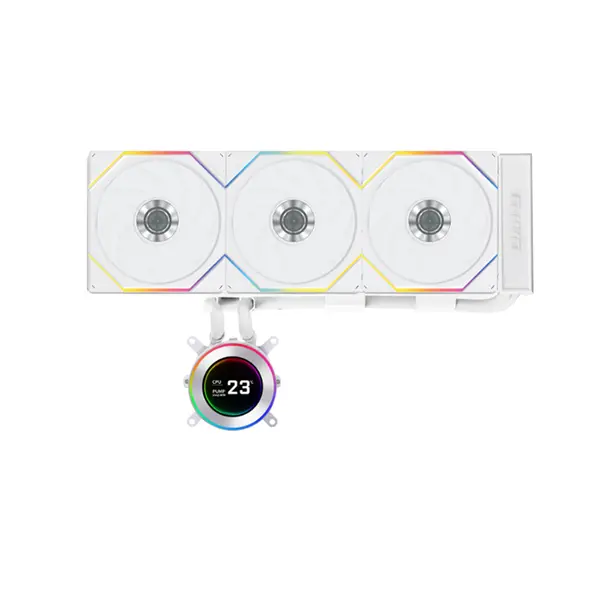 Lian Li HydroShift II LCD-C 360R ARGB AIO Liquid CPU Cooler White, 360mm Radiator, 2.1-Inch IPS LCD Display, ARGB PWM Fans, High-Performance All-In-One Liquid Cooling Solution