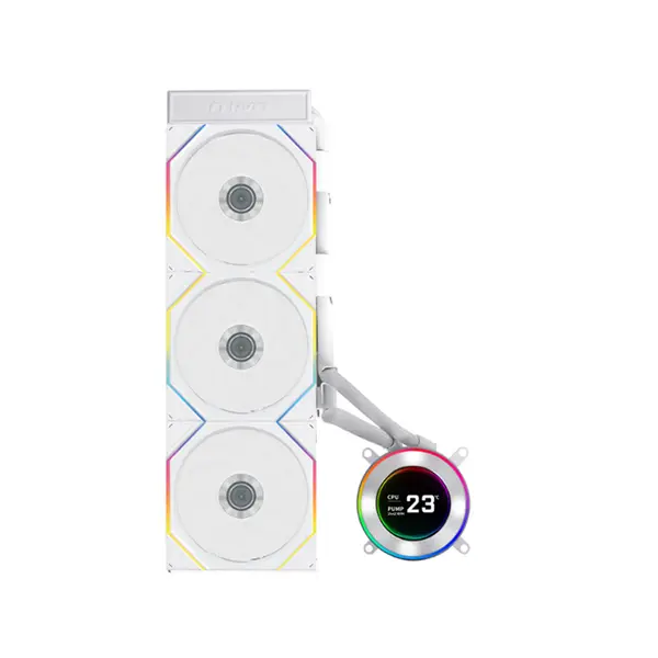 Lian Li HydroShift II LCD-C 360R ARGB AIO Liquid CPU Cooler White, 360mm Radiator, 2.1-Inch IPS LCD Display, ARGB PWM Fans, High-Performance All-In-One Liquid Cooling Solution