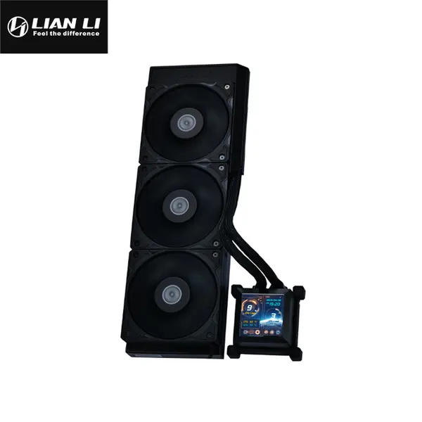 Lian Li HydroShift LCD 360S Liquid CPU Cooler Black Edition, 360mm Radiator Design, X3 Cooling Fans, LCD Display Pump Cap, Premium AIO Liquid Cooling System