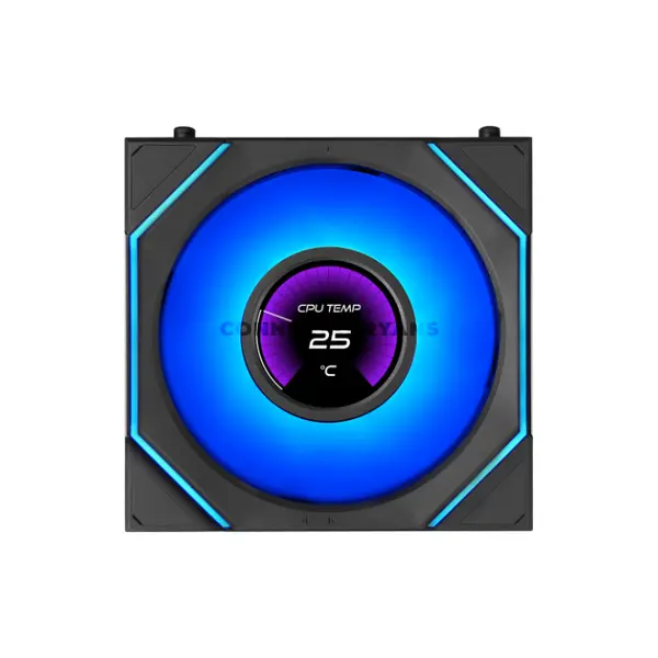LIAN LI UNI FAN SL-INF LCD FLEX Reverse 120 Black ARGB PWM Case Fans 3-Pack, 1.8-Inch 400×400 LCD, 2200 RPM, 65.7 CFM, 2.85mmH₂O, 58 LEDs, FDB Bearing, Model 12RSLIND1F3B