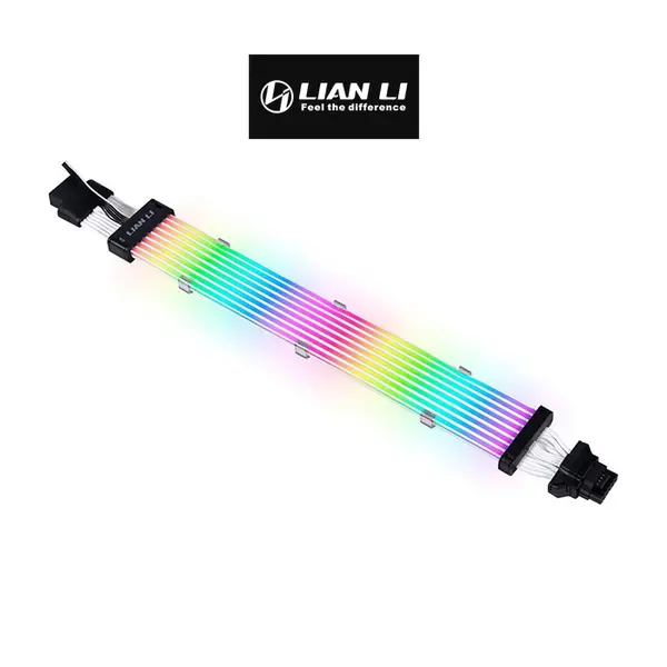 Lian Li Strimer Plus 12VHPWR to 12VHPWR RGB Extension Cable, 12 Light Guide Design, Addressable RGB GPU Power Cable, Premium Graphics Card Lighting Accessory