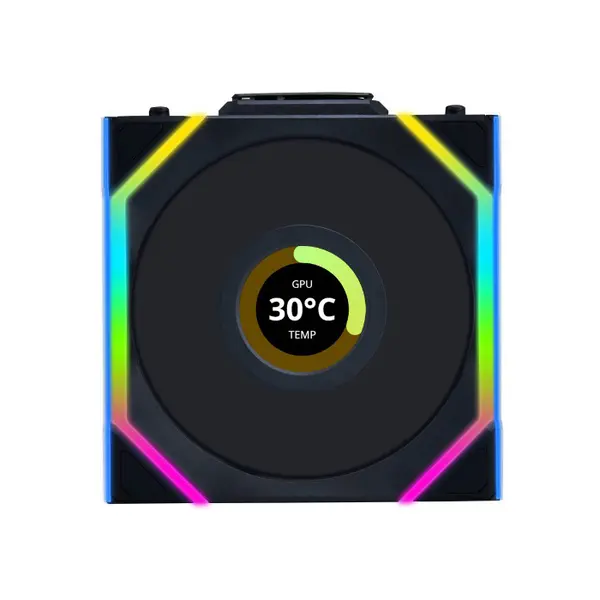 Lian Li UNI FAN SL Wireless LCD 120 ARGB Case Fan Kit Black, Triple 120mm PWM Fans, Integrated LCD Display, 1900 RPM Fan Speed, 58.08 CFM Airflow, Wireless Controller ARGB Cooling Fan Pack