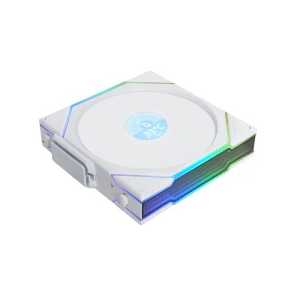Lian Li UNI FAN TL-LCD Wireless 120 ARGB Case Fan Kit White, Triple 120mm PWM Fans, Integrated LCD Display, 1900 RPM Fan Speed, 62 CFM Airflow, Wireless Controller ARGB Cooling Fan Pack