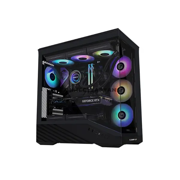 Lian Li Vector V100R Black Mid-Tower Gaming Case, 4x Pre-Installed 120mm Fans, Dual 4mm Tempered Glass Panels, 270° View, ATX / M-ATX / Mini-ITX Support, Back-Connect Ready, 420mm GPU, 360mm Radiator, ARGB Strip, V100RX