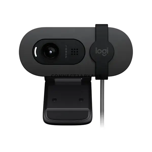 Logitech Brio 100 960-001580 Full HD 1080p Webcam Graphite, 1080p/30fps Video, RightLight Auto-Light Balance, 58° Field of View, Built-in Microphone, Integrated Privacy Shutter & USB-A Plug-and-Play Connectivity