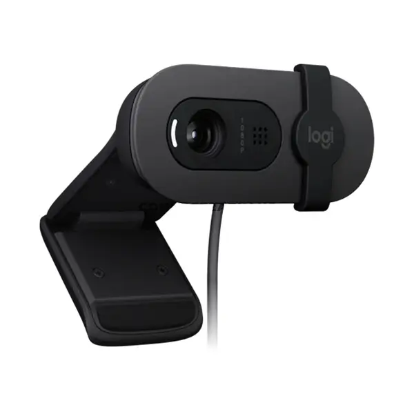 Logitech Brio 100 960-001580 Full HD 1080p Webcam Graphite, 1080p/30fps Video, RightLight Auto-Light Balance, 58° Field of View, Built-in Microphone, Integrated Privacy Shutter & USB-A Plug-and-Play Connectivity