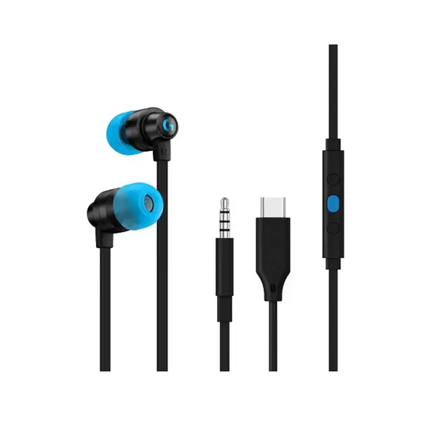 Logitech G333 Gaming Earphones Black, Dual Dynamic Audio Drivers, USB-C and 3.5mm AUX Connectivity, In-Line Microphone and Controls, Premium Aluminum Housing, In-Ear Gaming Headset