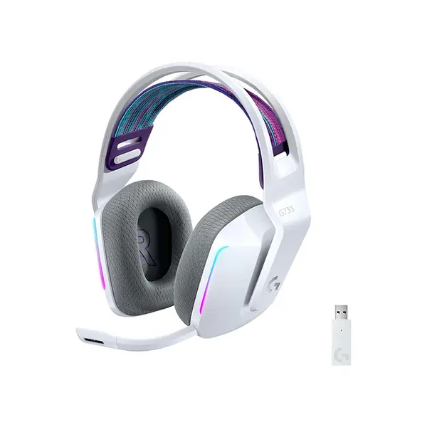 Logitech G733 LIGHTSPEED Wireless RGB Gaming Headset White Edition, Ultra-Lightweight Design, RGB Lighting Effects, Wireless Gaming Audio System