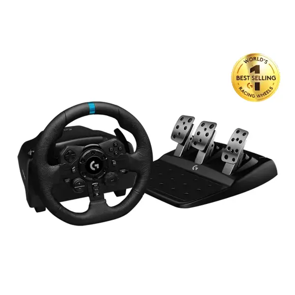 Logitech G923 Racing Wheel and Pedals, TRUEFORCE Force Feedback Technology, Precision Racing Simulator Controller, Premium Driving Experience for Console and PC Gaming