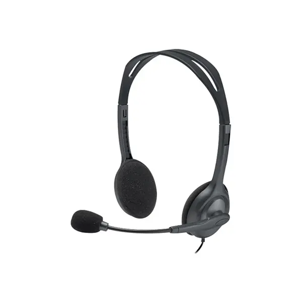 Logitech H111 Single Pin Stereo Wired Headset Black Edition, Lightweight Design, 3.5mm Multi-Device Connectivity, Everyday Audio Communication Headphones