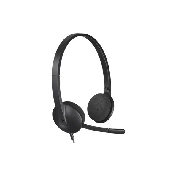 Logitech H340 USB Computer Headset with Digital Stereo Audio, Noise-Canceling Bi-Directional Microphone, USB-A Plug-and-Play Connectivity, Lightweight Adjustable Headband, Rotating Boom Mic for Windows, macOS & ChromeOS