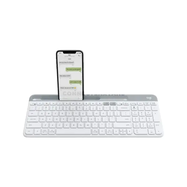 Logitech K580 Slim Multi-Device Wireless Keyboard with Numeric Keypad, Easy-Switch Technology, Bluetooth & Logitech Unifying Receiver, Integrated Phone Cradle, Whisper-Quiet Low-Profile Keys for Windows, macOS, ChromeOS, iPadOS, iOS & Android