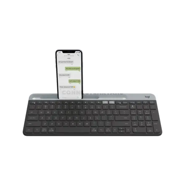 Logitech K580 Slim Multi-Device Wireless Keyboard with Numeric Keypad, Easy-Switch Technology, Bluetooth & Logitech Unifying Receiver, Integrated Phone Cradle, Whisper-Quiet Low-Profile Keys for Windows, macOS, ChromeOS, iPadOS, iOS & Android