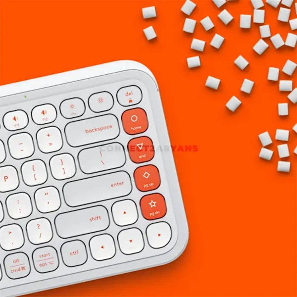 Logitech POP Icon Keys 920-013084 Bluetooth Wireless Keyboard Off White & Orange, Compact Low-Profile Layout, 4 Customizable Action Keys, Easy-Switch 3-Device Connectivity, Quiet Typing & 36-Month Battery Life