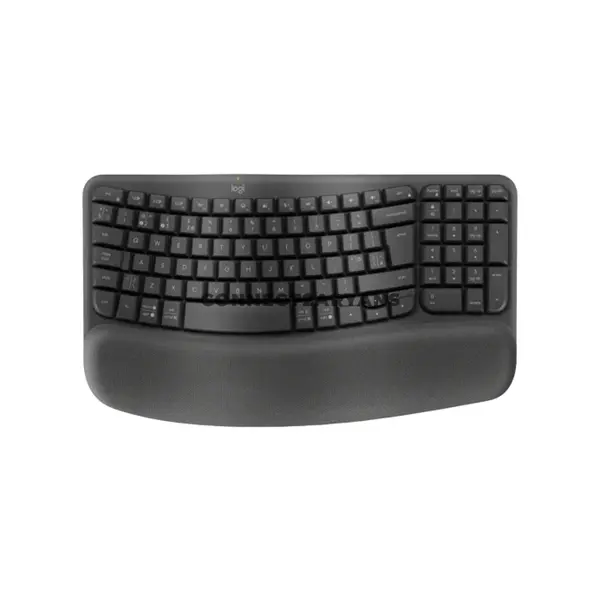 Logitech Wave Keys for Business Graphite Ergonomic Wireless Keyboard, English International QWERTY, Wave Design, Cushioned Palm Rest, Logi Bolt USB-A + Bluetooth 5.1, Easy-Switch 3 Devices, Up to 36-Month Battery, 920-012334