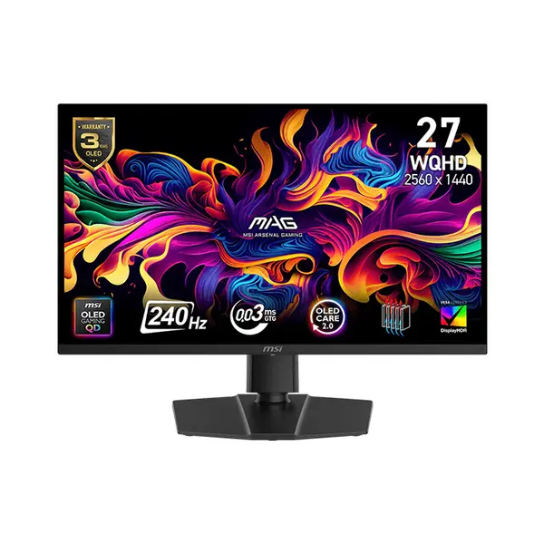 MSI MAG 273QP QD-OLED X24 27 Inch QHD Gaming Monitor, 2560×1440 Resolution, 240Hz Refresh Rate, 0.03ms GtG Response Time, Quantum Dot OLED Panel, Ultra-Fast Competitive Gaming Display