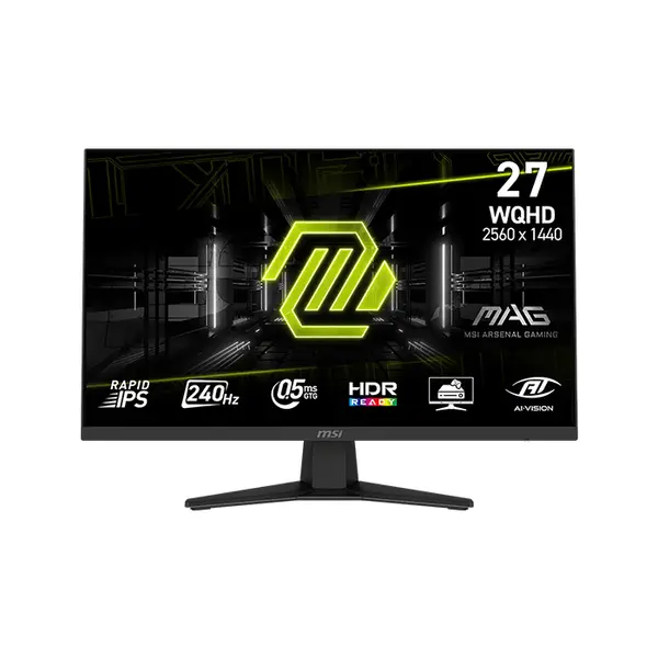MSI MAG 274QF X24 27 Inch QHD Gaming Monitor, 2560×1440 Resolution, 240Hz Refresh Rate, Rapid IPS Panel Technology, 0.5ms Response Time, High-Performance Competitive Gaming Display