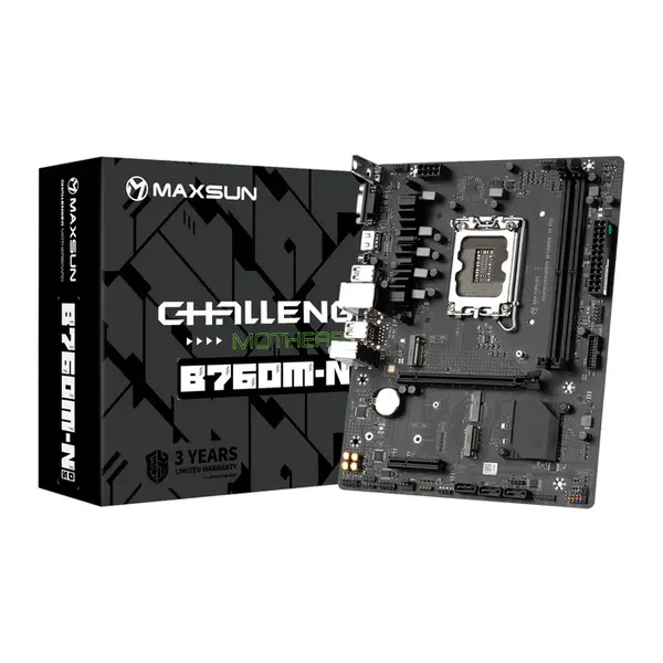 MAXSUN Challenger B760M-N D5 V2 Micro-ATX Motherboard, Intel B760 Chipset, LGA1700 Socket, PCIe 4.0, DDR5 Memory Support, Intel Core 14th Gen Compatible