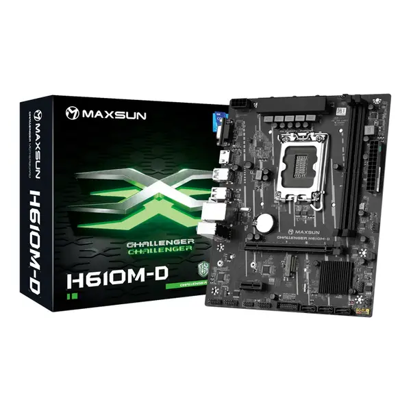 MAXSUN Challenger H610M-D Micro-ATX Motherboard, Intel H610 Chipset, LGA1700 Socket, PCIe 4.0, DDR4 Memory Support, Intel Core 14th Gen Ready