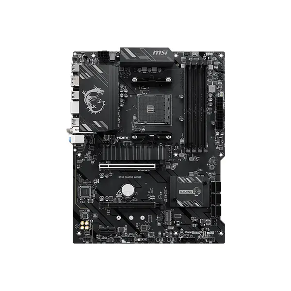 MSI B550 GAMING WIFI6E AMD B550 ATX Motherboard, AM4 Socket, Ryzen 5000 Series Support, 4x DDR4 Up to 128GB 4800+MHz OC, PCIe 4.0 x16, Dual M.2, Wi-Fi 6E, Bluetooth 5.3, USB 10Gbps Type-C & 1G LAN MSI