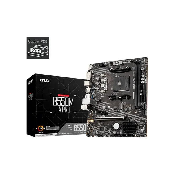 MSI B550M-A PRO Micro-ATX Motherboard, AMD B550 Chipset, AM4 Socket, DDR4 Memory Support, PCIe 4.0 Expansion, Professional Ryzen Computing Platform