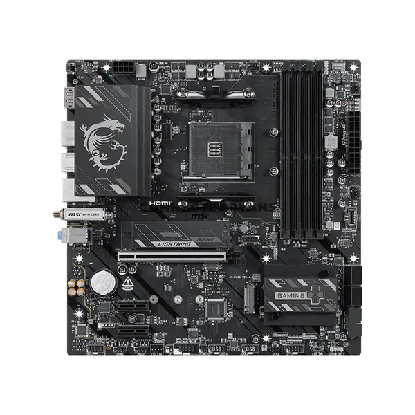 MSI B550M GAMING PLUS WIFI6E AMD B550 Micro-ATX Motherboard, AM4 Socket, Ryzen 5000 Series Support, 4x DDR4 Up to 128GB 4400+ MT/s OC, PCIe 4.0 x16, Dual M.2, Wi-Fi 6E, Bluetooth, Front USB Type-C, HDMI 2.1, DisplayPort 1.4 & 1G LAN