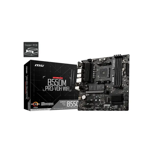 MSI B550M PRO-VDH WIFI Micro-ATX Motherboard, AMD B550 Chipset, AM4 Socket, DDR4 Memory Support, WiFi Connectivity, Compact Ryzen Performance Platform