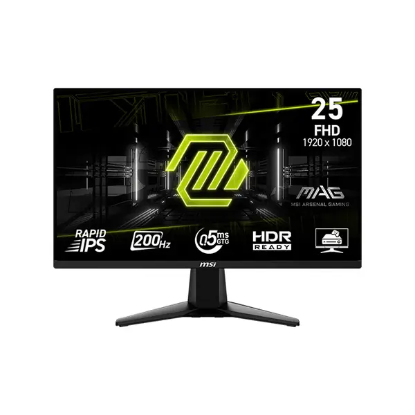 MSI MAG 255F E20 24.5 Inch Full HD Gaming Monitor, 1920×1080 Resolution, 200Hz Refresh Rate, Rapid IPS Panel Technology, 1ms Response Time, High-Speed Competitive Esports Gaming Display