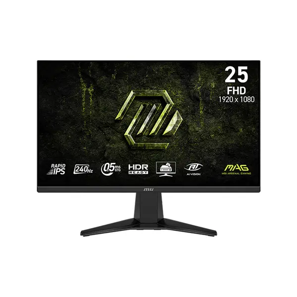 MSI MAG 255F X24 25 Inch Full HD Gaming Monitor, 1920×1080 Resolution, 240Hz Refresh Rate, Rapid IPS Panel Technology, 1ms Response Time, High-Speed Esports Gaming Display