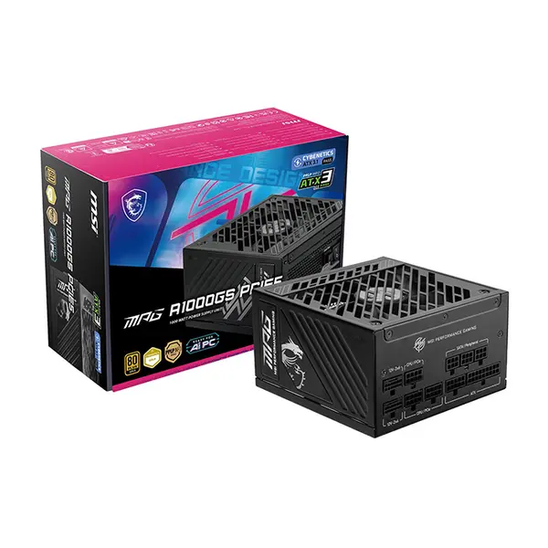 MSI MPG A1000GS PCIE5 1000W Power Supply, 80 PLUS Gold Certified Efficiency, PCIe 5.0 Ready Design, Fully Modular Cable Management, High-Performance Gaming and Workstation PSU