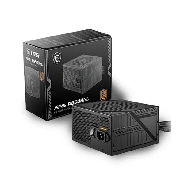 MSI MAG A650BNL 650W Power Supply Black Edition, 80 PLUS Bronze Certified Efficiency, Reliable ATX Power Supply Design, Stable Power Delivery for Gaming and Productivity Systems