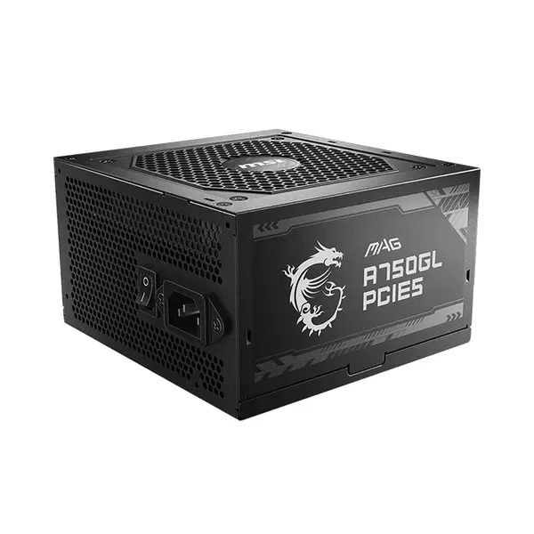 MSI MAG A750GL PCIE5 750W Power Supply, 80 PLUS Gold Certified Efficiency, PCIe 5.0 Ready Design, Fully Modular Cable Management, High-Performance ATX PSU