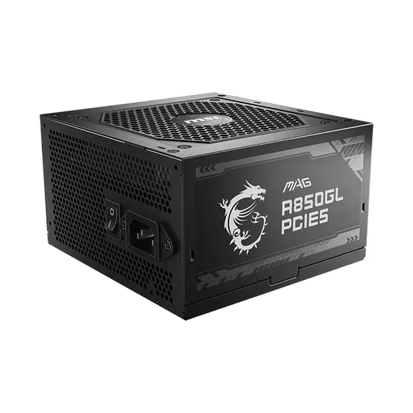 MSI MAG A850GL PCIE5 850W Power Supply Black Edition, 80 PLUS Gold Certified Efficiency, PCIe 5.0 Ready Design, Fully Modular Cable Management, High-Performance Gaming PSU