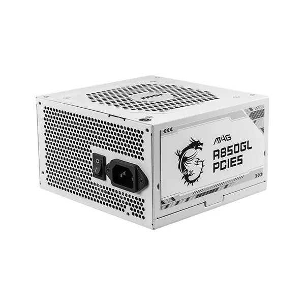 MSI MAG A850GL PCIE5 850W Power Supply White Edition, 80 PLUS Gold Certified Efficiency, PCIe 5.0 Ready Design, Fully Modular Cable Management, High-Performance Gaming PSU