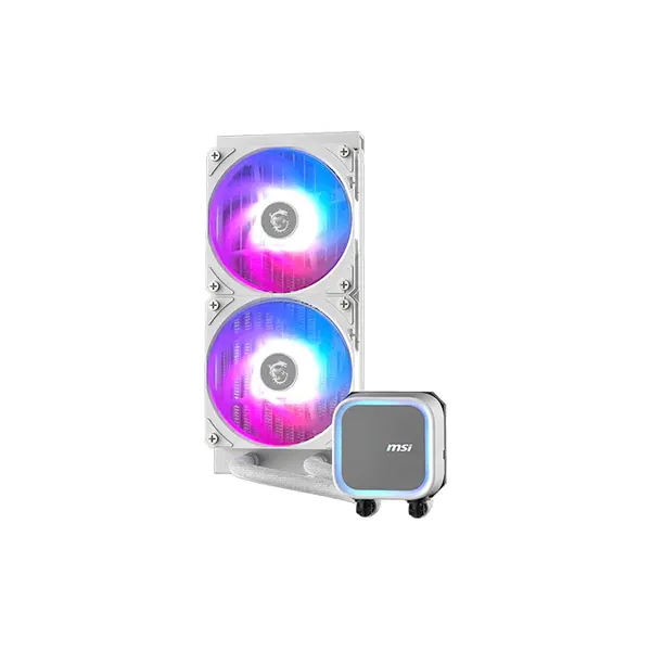 MSI MAG CORELIQUID A13 240 CPU Liquid Cooler White Edition, Dual Fan AIO Cooling System, 240mm Radiator Design, High-Performance Liquid Cooling Solution for Gaming and Productivity PCs