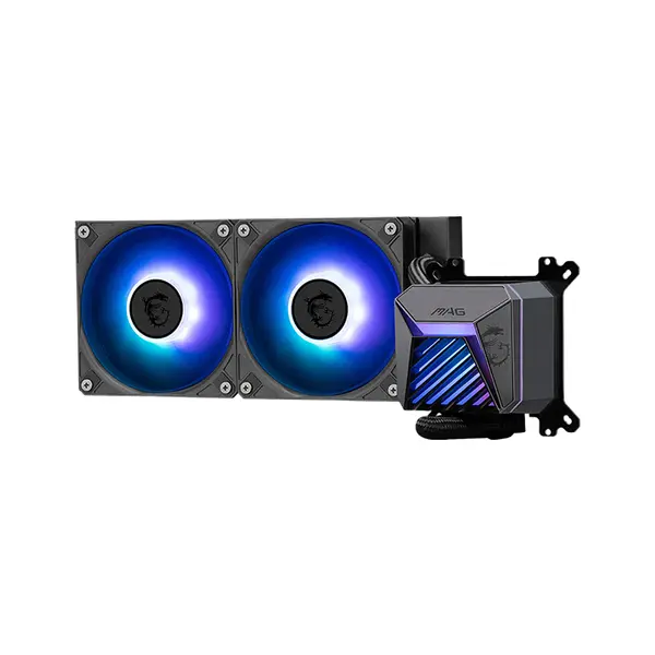 MSI MAG CORELIQUID A15 240 ARGB Liquid CPU Cooler Black Edition, Dual ARGB Cooling Fans, 240mm Radiator Design, High-Performance All-in-One Liquid Cooling Solution for Gaming PCs