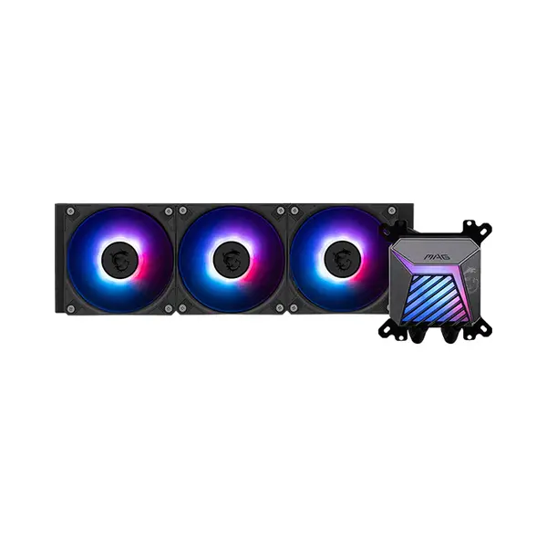 MSI MAG CORELIQUID A15 360 ARGB Liquid CPU Cooler Black Edition, Triple ARGB Cooling Fans, 360mm Radiator Design, High-Performance All-in-One Liquid Cooling Solution for Gaming PCs