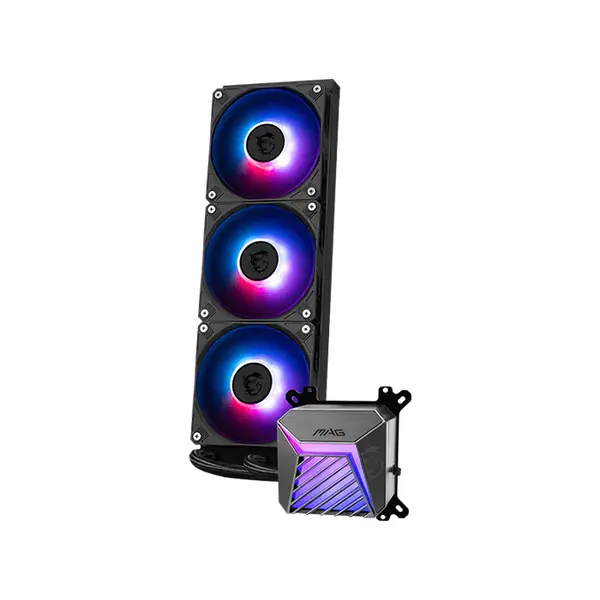 MSI MAG CORELIQUID A15 360 ARGB Liquid CPU Cooler Black Edition, Triple ARGB Cooling Fans, 360mm Radiator Design, High-Performance All-in-One Liquid Cooling Solution for Gaming PCs