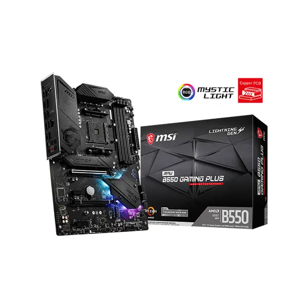 MSI MPG B550 GAMING PLUS ATX Gaming Motherboard, AMD B550 Chipset, AM4 Socket, DDR4 Memory Support, PCIe 4.0 Expansion, Ryzen Gaming Performance Platform